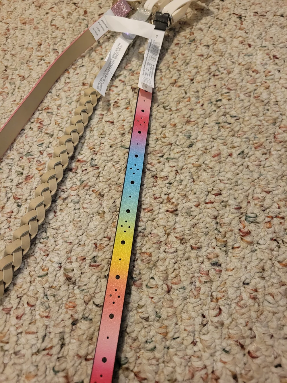 Kids Glitter & Belt Trio - Black, White, Rainbow